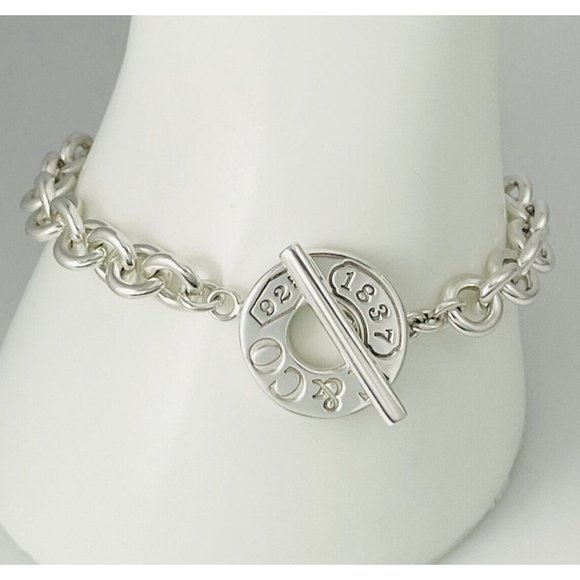8.25" Large Tiffany & Co Sterling Silver 1837 Men's Unisex Toggle Bracelet - Picture 1 of 8